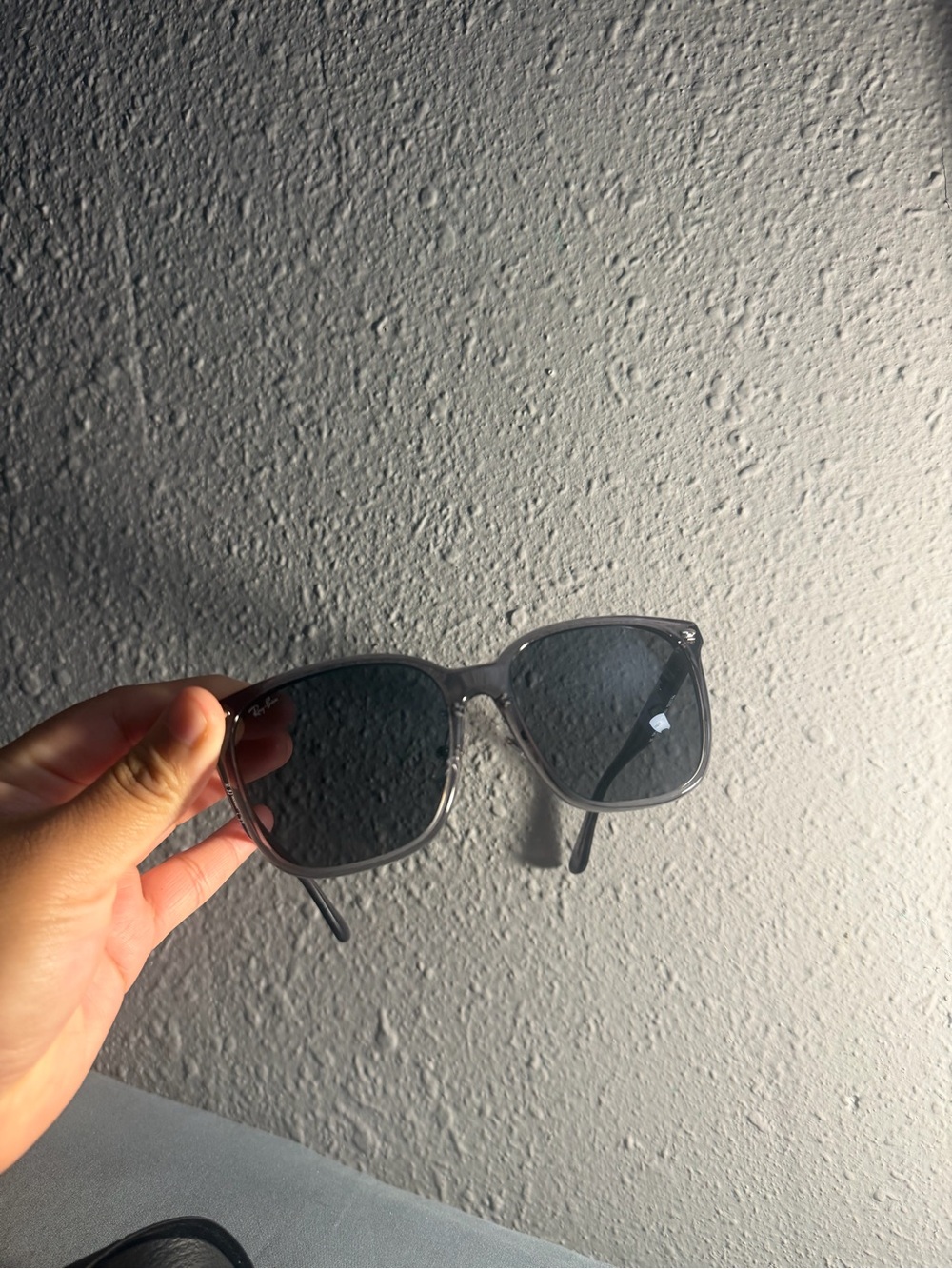 Ray-Ban Clear Frame Sunglasses with Dark Gray Lenses